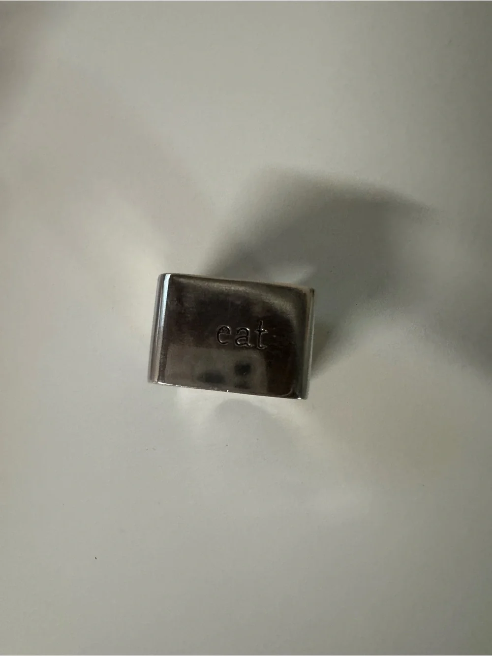 Pottery Barn Silver Stainless Steel Square Napkin Rings - Set of 6
